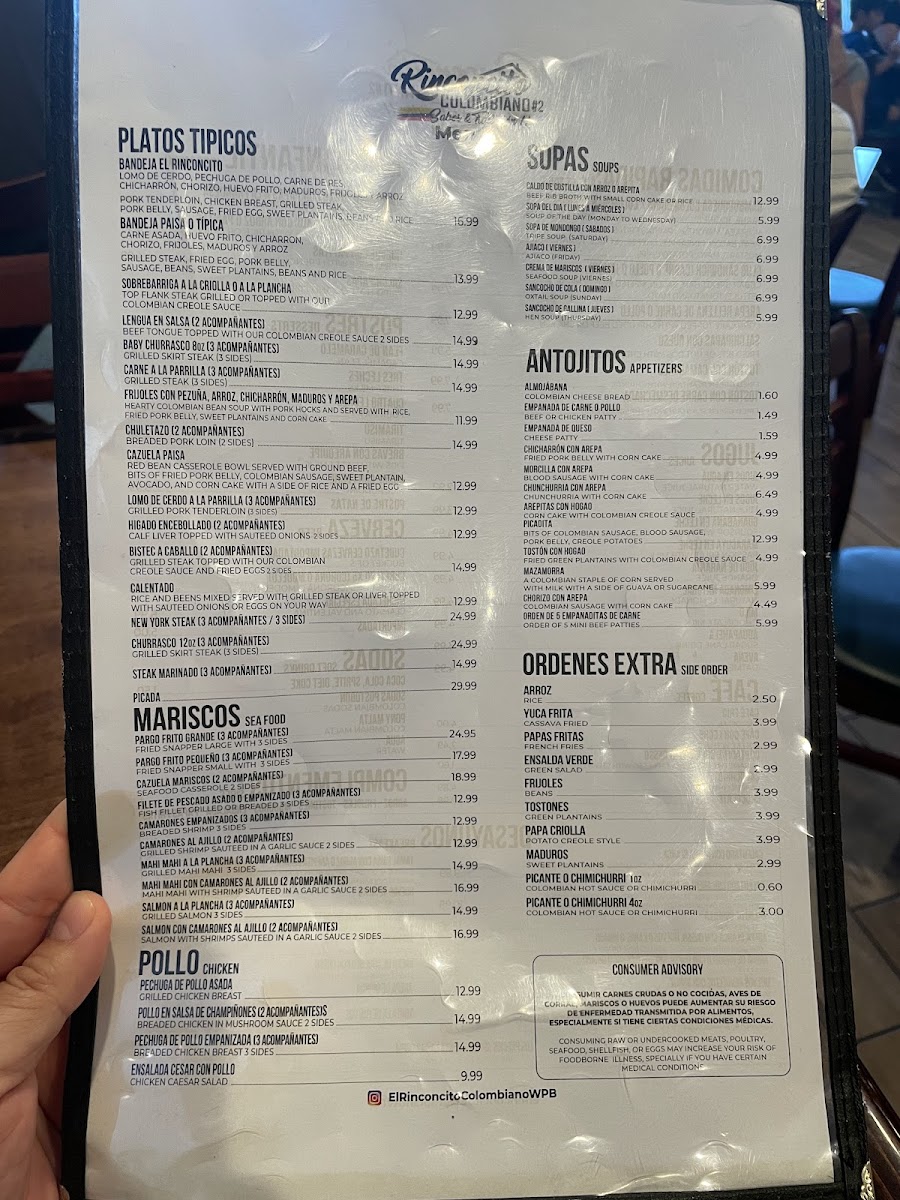 El Rinconcito Colombiano 2 Menu - Image 1