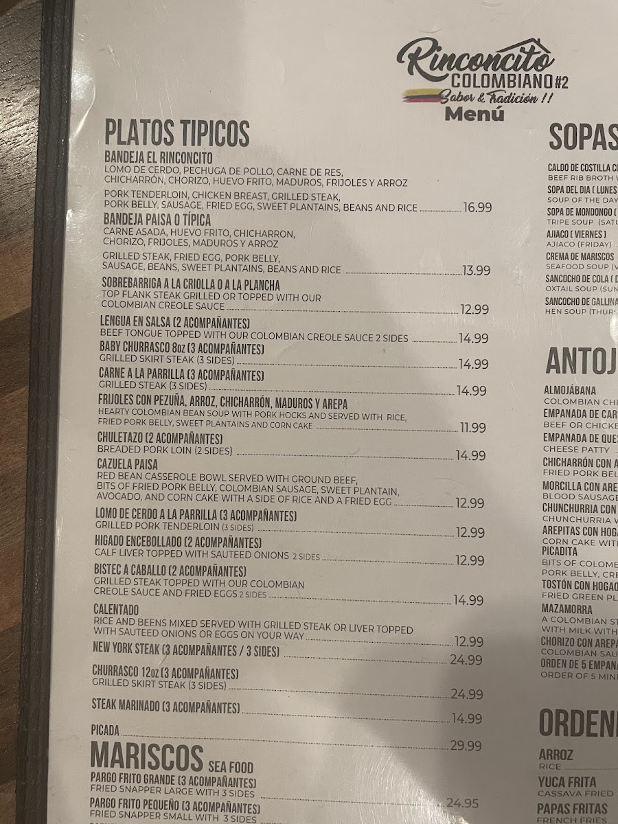 El Rinconcito Colombiano 2 Menu - Image 3